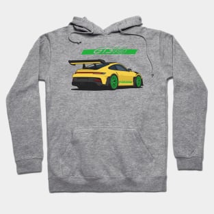 Rear car 911 gt3 rs yellow green Hoodie